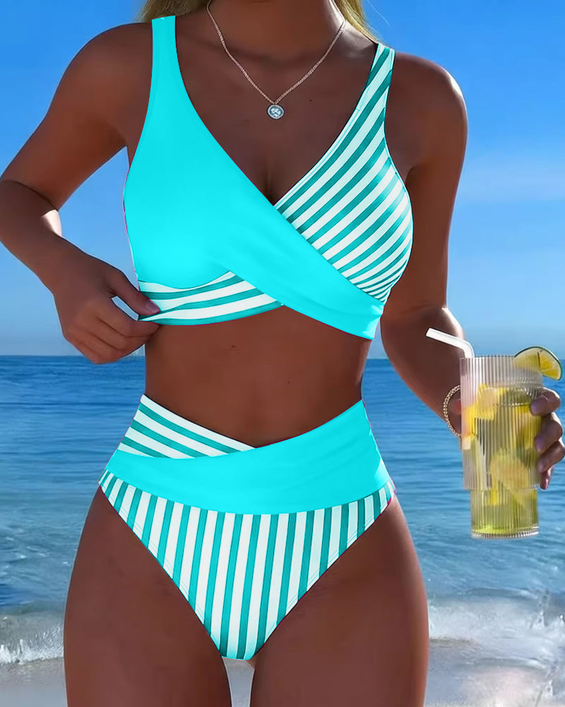 Keresztcsíkos mintás bikini