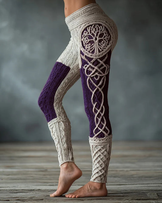 Vintage viking leggings kelta csomó motívummal és életfa jacquard kötéssel
