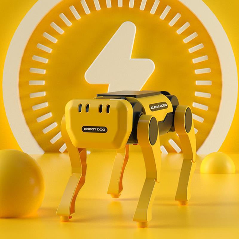 Napenergiával működő elektromos bionikus robotkutya, amely képes sétálni, miközben sütkérez a napon