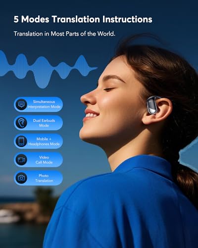3 az 1-ben Bluetooth fordító fejhallgató utazáshoz/zenéhez/hívásokhoz, angol-spanyol fordító fejhallgató