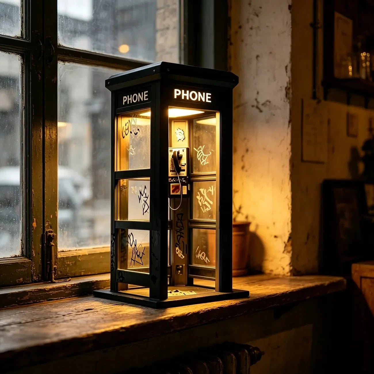 ✨Vintage hangulatot teremtő lámpa, telefonfülke stílusban