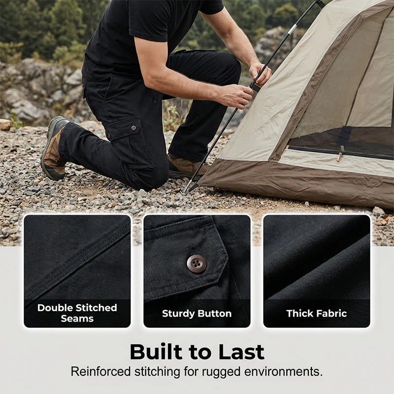 👖🛠️ Férfi taktikai nadrág 100% pamutból, khaki színben - sok zsebbel
