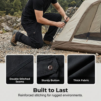 👖🛠️ Férfi taktikai nadrág 100% pamutból, khaki színben - sok zsebbel