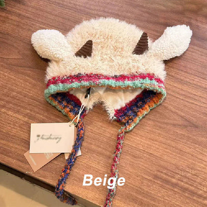 💖 Bolyhos, bárány alakú sapka aranyos fülekkel🎄🦌