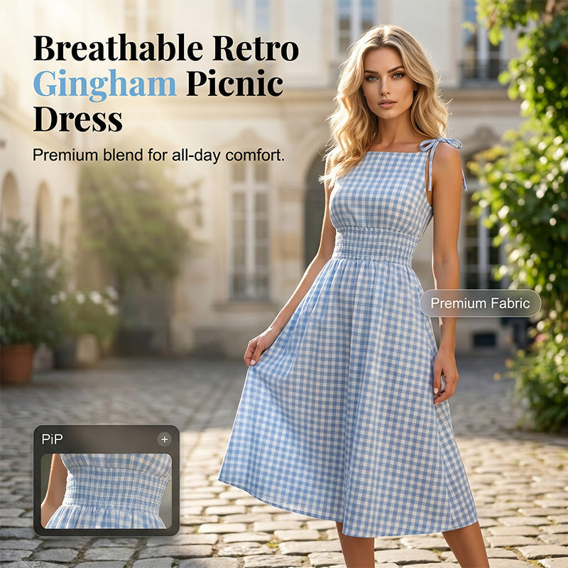 Retro maxi ruha kockás mintával