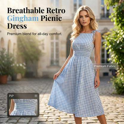 Retro maxi ruha kockás mintával