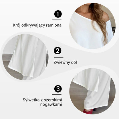 Egyszínű felső és váll nélküli nadrág