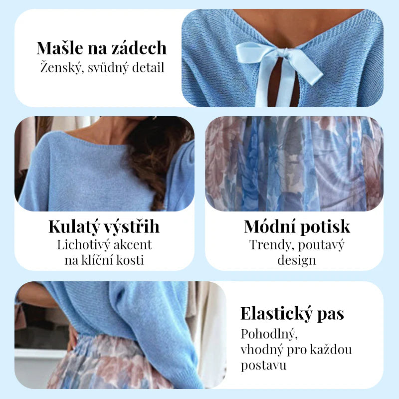 Kék kétrészes szett: kék felső masnival a hátán és tüll szoknya✨