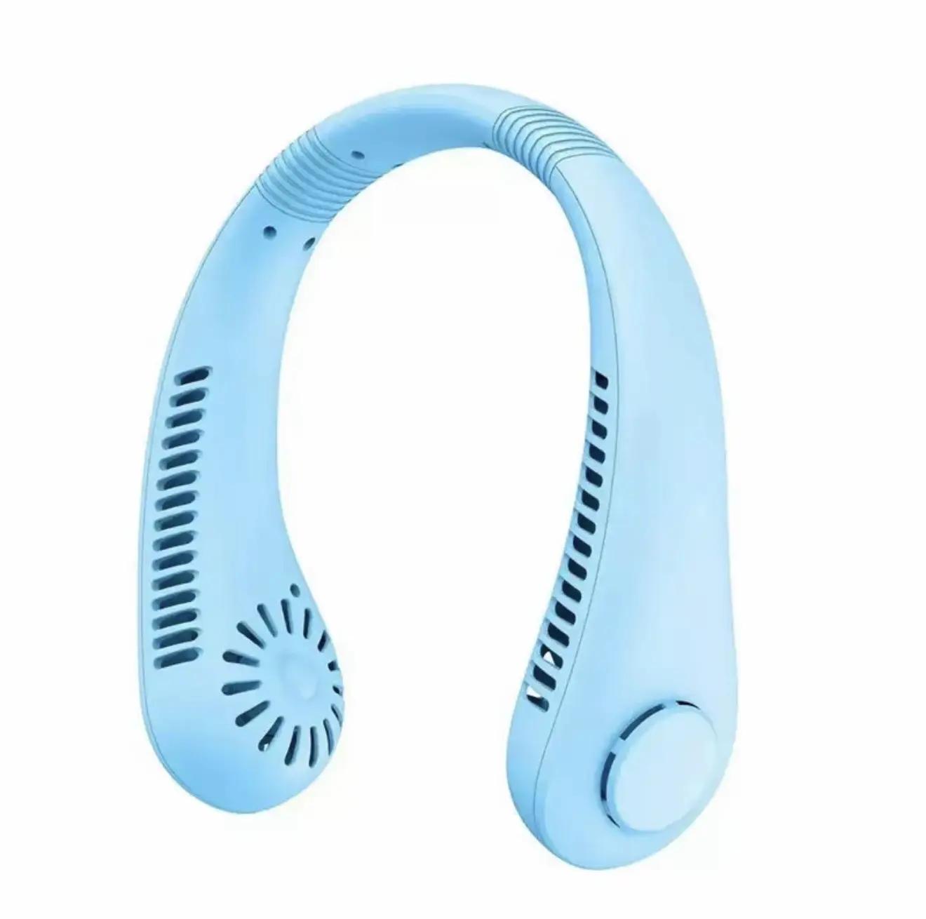 Hordozható mini nyakventilátor, USB-ről tölthető, kézmentes, lapát nélküli, 3 sebességes, erős légárammal