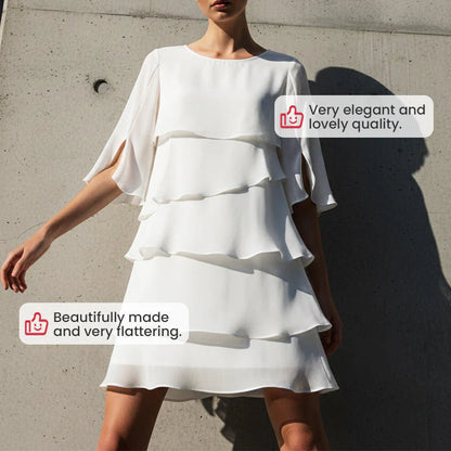 🎁 50% KEDVEZMÉNY! Elegáns, többrétegű fodros ujjú női ruha - egy könnyű fazon minden alkalomra 💃