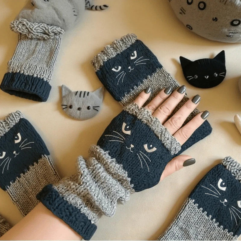 ❄️😻 Ujjatlan kesztyű macskás hímzéssel – meleg és stílusos télre ❄️