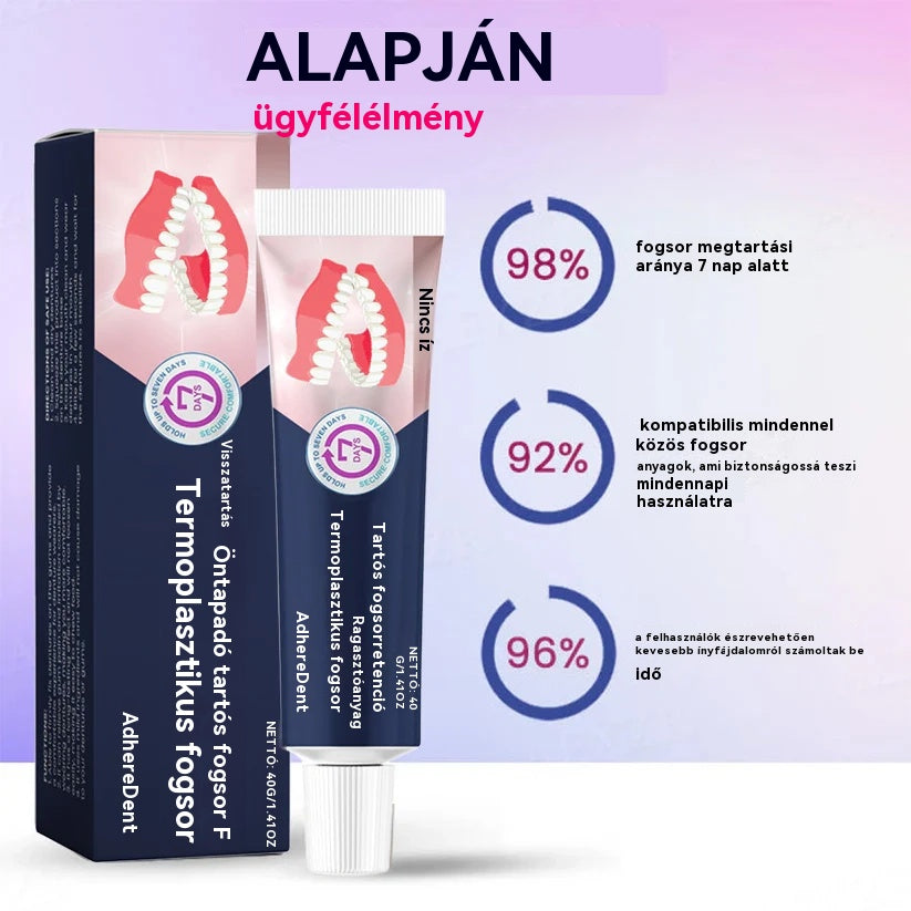 AdhereDent® fogsorragasztó – stabilitás és természetes viselési kényelem