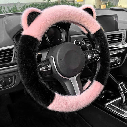 ⏰ Korlátozott ideig érvényes ajánlat 🚗 Univerzális, csúszásmentes, puha, plüss kormánykerék-borítás macskafülek formájában