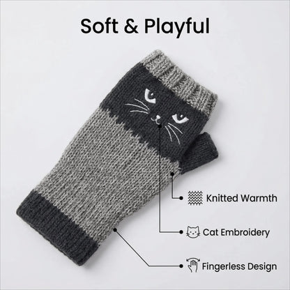 ❄️😻 Ujjatlan kesztyű macskás hímzéssel – meleg és stílusos télre ❄️