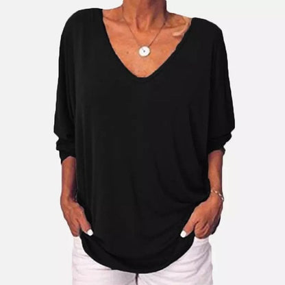 Plus Size Női Laza, Bő Póló Gomb👚