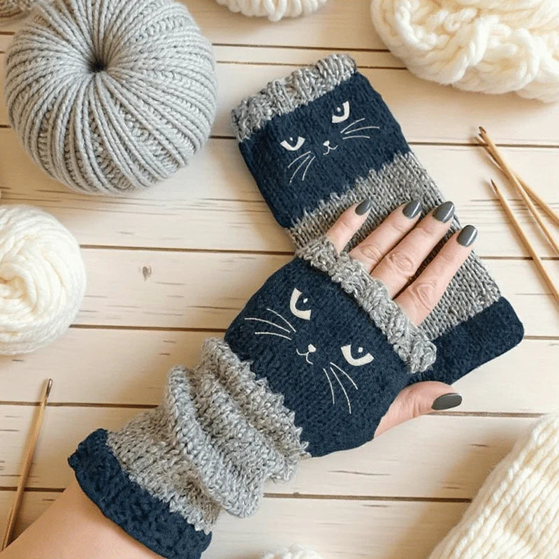 ❄️😻 Ujjatlan kesztyű macskás hímzéssel – meleg és stílusos télre ❄️