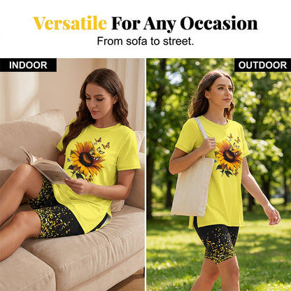 👚 Többmintás Hasított Tunika Leggings Lounge Szett