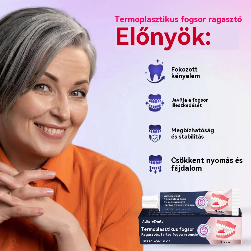 AdhereDent® fogsorragasztó – stabilitás és természetes viselési kényelem