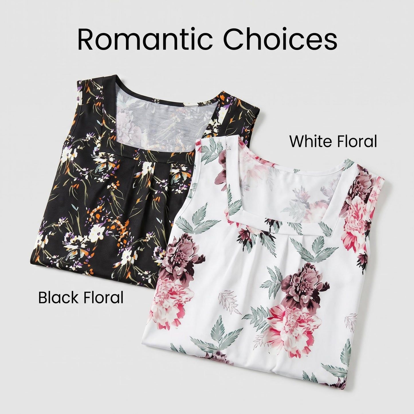 Virágmintás, négyzet alakú nyakkivágású camisole – boho stílus
