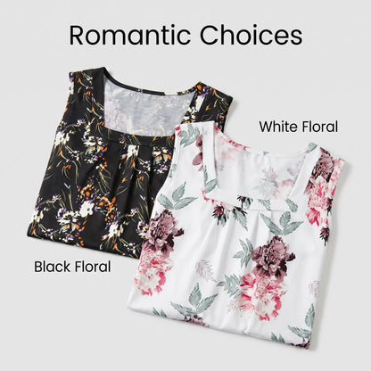 Virágmintás, négyzet alakú nyakkivágású camisole – boho stílus