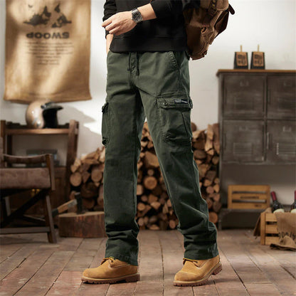 👖🛠️ Férfi taktikai nadrág 100% pamutból, khaki színben - sok zsebbel