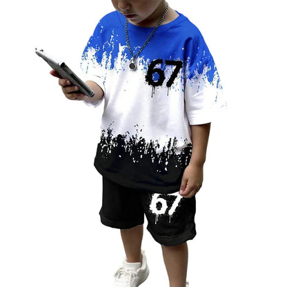 Fiú 3D nyomtatott póló és rövidnadrág szett