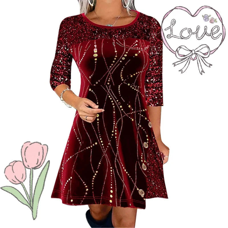 👗 MOST 50% KEDVEZMÉNY! ⏰ Elegáns A-vonalú flitteres ruha – Lenyűgöző csillogás és tökéletes szabás, tökéletes bulikra és gálákra ✨