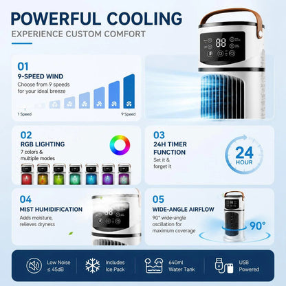 Csendes USB vízhűtő 9 szinttel és RGB világítással