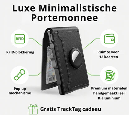 Férfi RFID-blokkoló pénztárca AirTag nyílással - kézzel készített bőr pénztárca gyors hozzáférésű kártyanyílással és nagy kapacitással