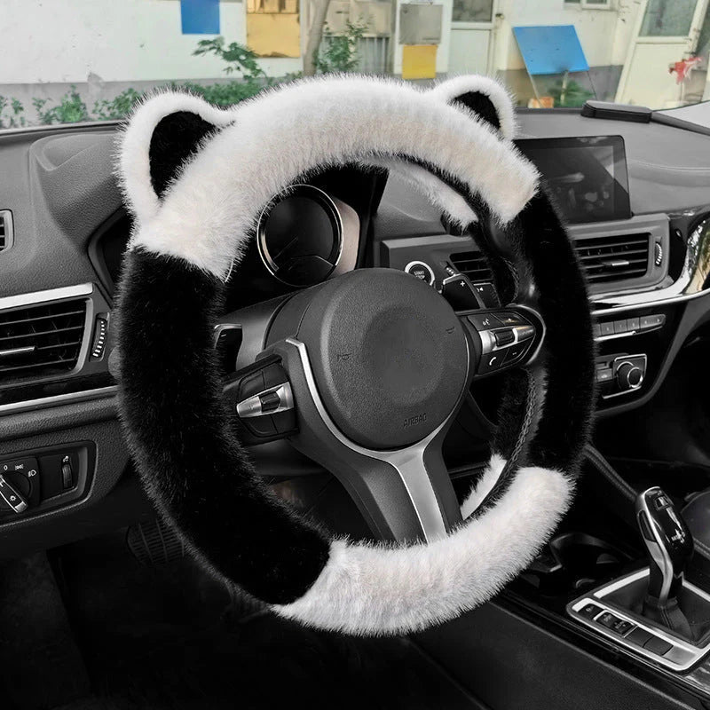 ⏰ Korlátozott ideig érvényes ajánlat 🚗 Univerzális, csúszásmentes, puha, plüss kormánykerék-borítás macskafülek formájában
