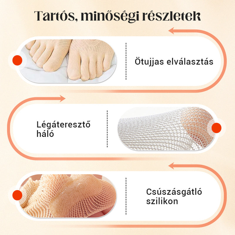 Uniszex láthatatlan korrekciós ötujjú zokni