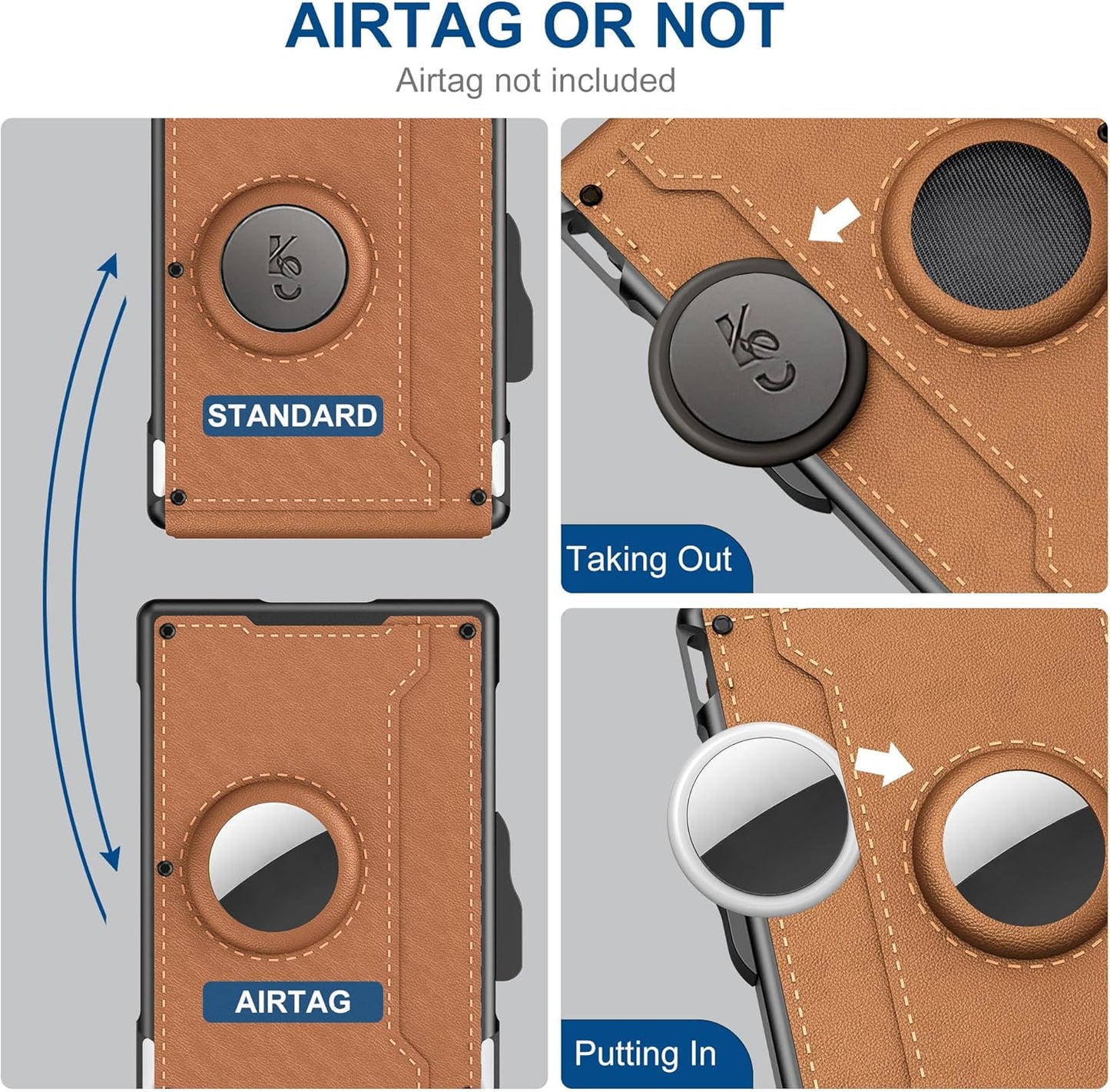 ✨AirTag férfi pénztárca - kihúzható alumínium tokkal, bankjegycsipesszel, finom bőr barázdákkal, bankkártyatartóval, RFID-blokkolással, minimalista, kétrészes pénztárca