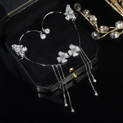 💕Különleges Valentin-napi ajánlat - 50% kedvezmény💕Egyszerű, csiptetős fülbevalók pillangó- és virágmotívumokkal, valamint bojtokkal - elegánsak és kényelmesek, piercing nem szükséges 🌸🦋