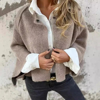 【🥰Felkészülés a télre】🔥Egyszínű gyapjúkabát