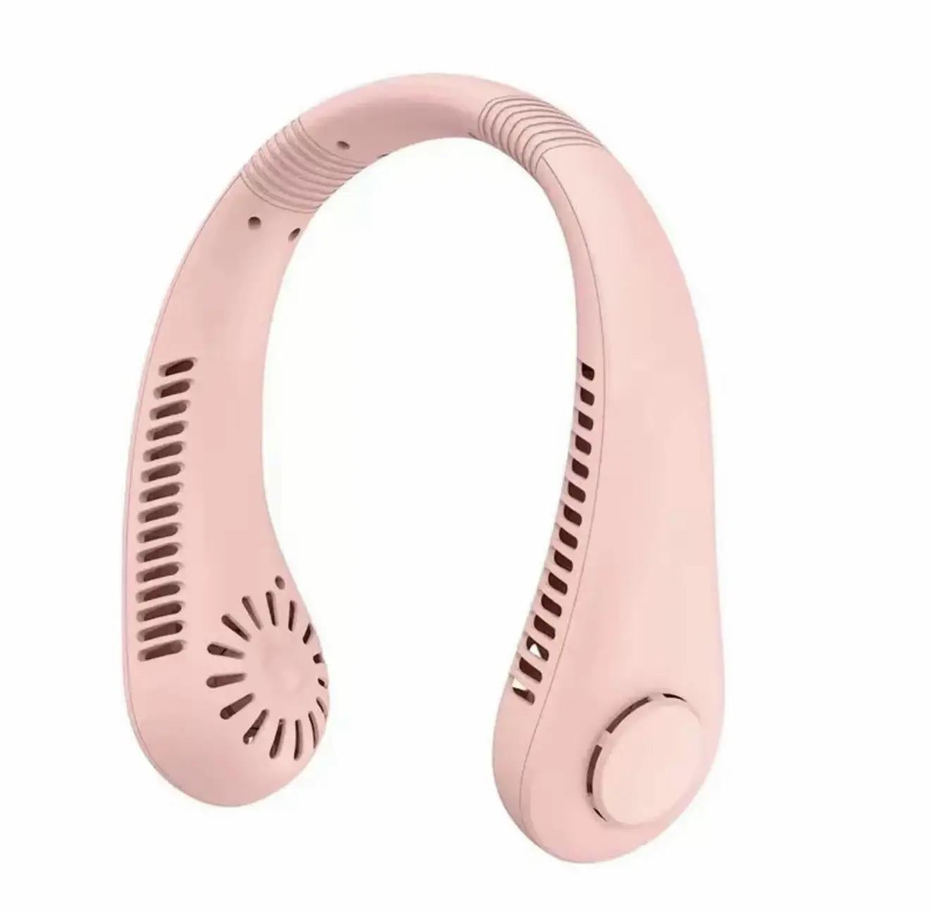 Hordozható mini nyakventilátor, USB-ről tölthető, kézmentes, lapát nélküli, 3 sebességes, erős légárammal