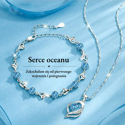 🎁🌊Az Óceán Szíve ajándékszett (nyaklánc + szív alakú karkötő)