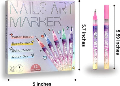 🎨12 színű körömdíszítő tollkészlet