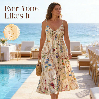 💐Hot Spring Akció 49% KEDVEZMÉNY!!🌿🌸Plus Size Virágmintás Pántos Midi Ruha