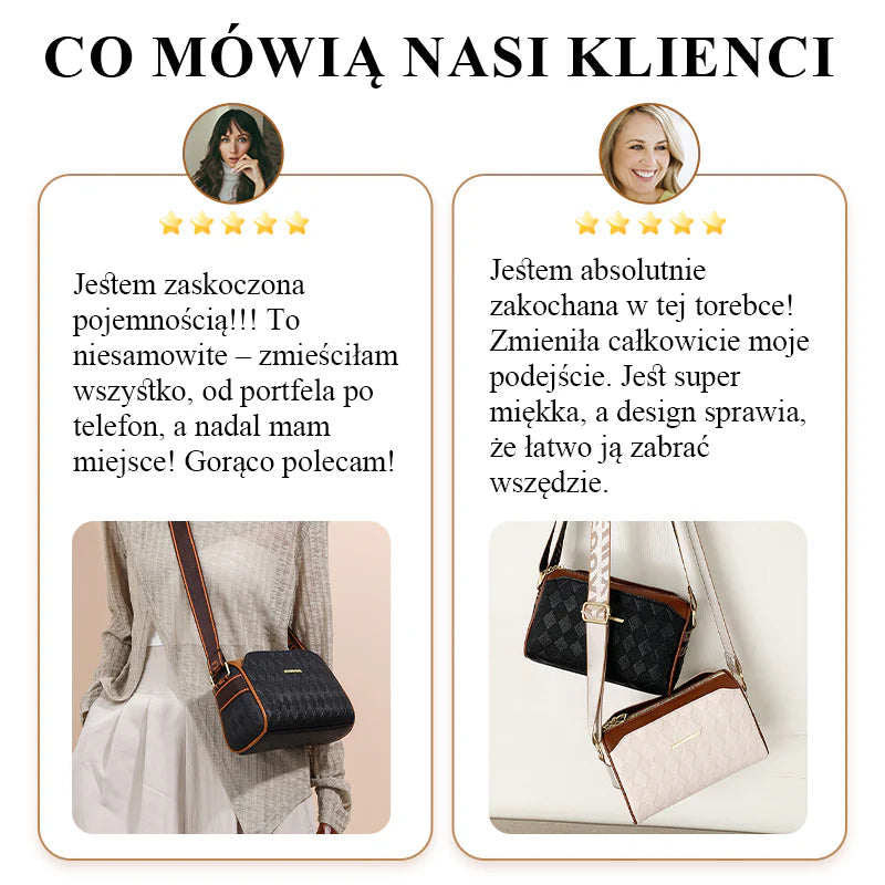 Gyémántmintás háromrétegű válltáska nőknek