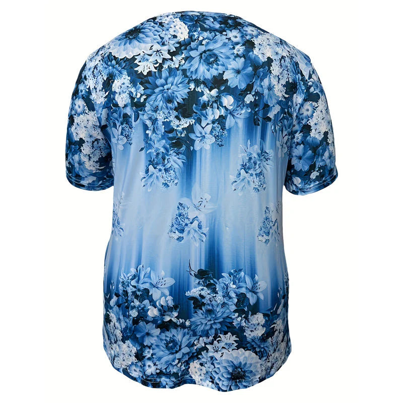 👚 50% KEDVEZMÉNY! 🌸 Elegáns női rövid ujjú felső virágmintával – Könnyű anyag, romantikus dizájn és tökéletes a meleg napokra ☀️