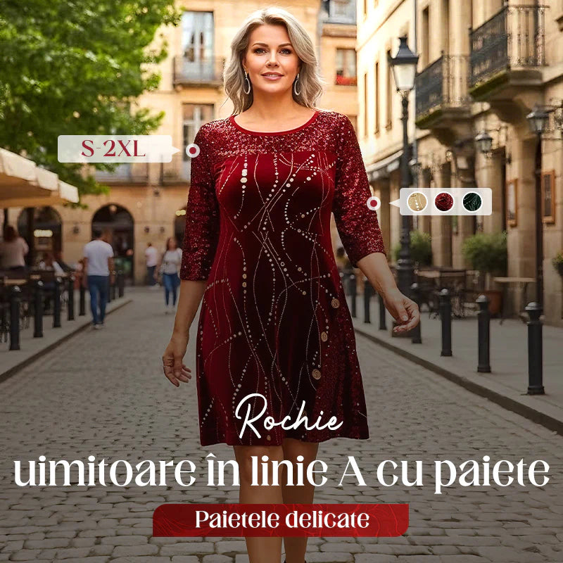 👗 MOST 50% KEDVEZMÉNY! ⏰ Elegáns A-vonalú flitteres ruha – Lenyűgöző csillogás és tökéletes szabás, tökéletes bulikra és gálákra ✨