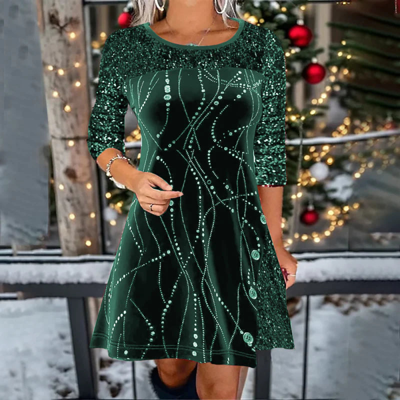 👗 MOST 50% KEDVEZMÉNY! ⏰ Elegáns A-vonalú flitteres ruha – Lenyűgöző csillogás és tökéletes szabás, tökéletes bulikra és gálákra ✨