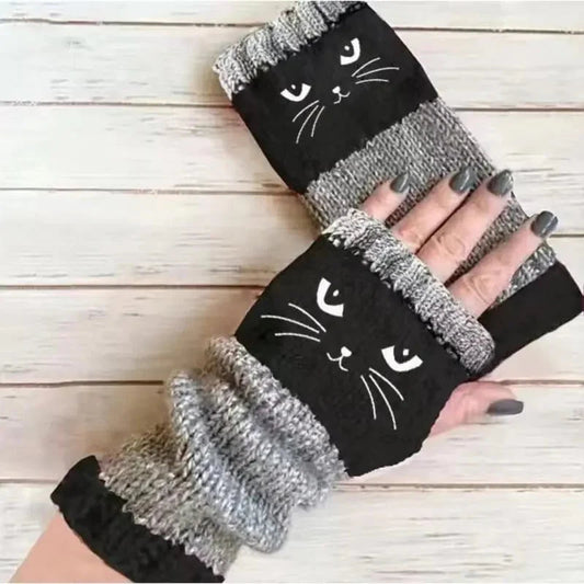 ❄️😻 Ujjatlan kesztyű macskás hímzéssel – meleg és stílusos télre ❄️