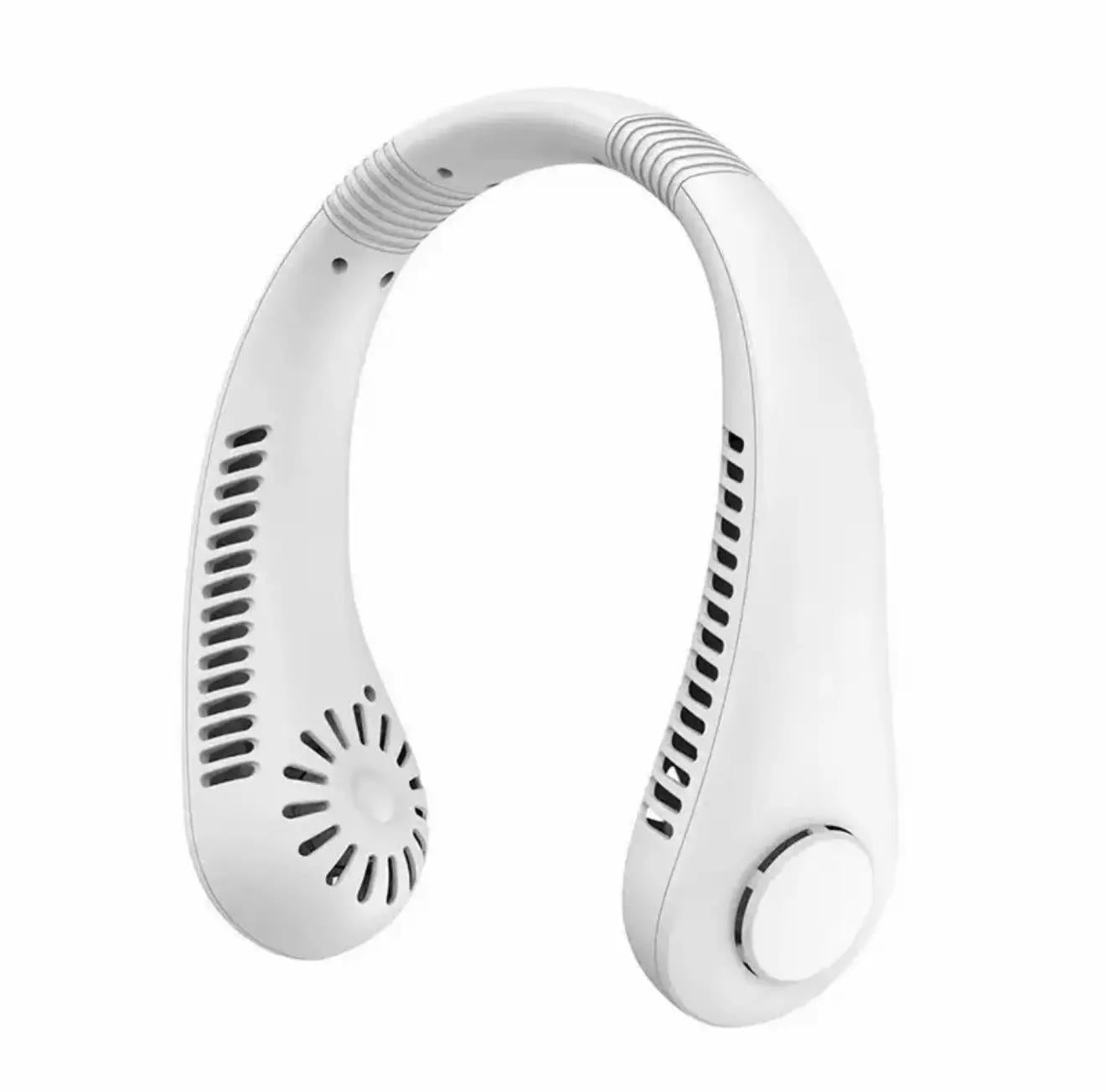 Hordozható mini nyakventilátor, USB-ről tölthető, kézmentes, lapát nélküli, 3 sebességes, erős légárammal