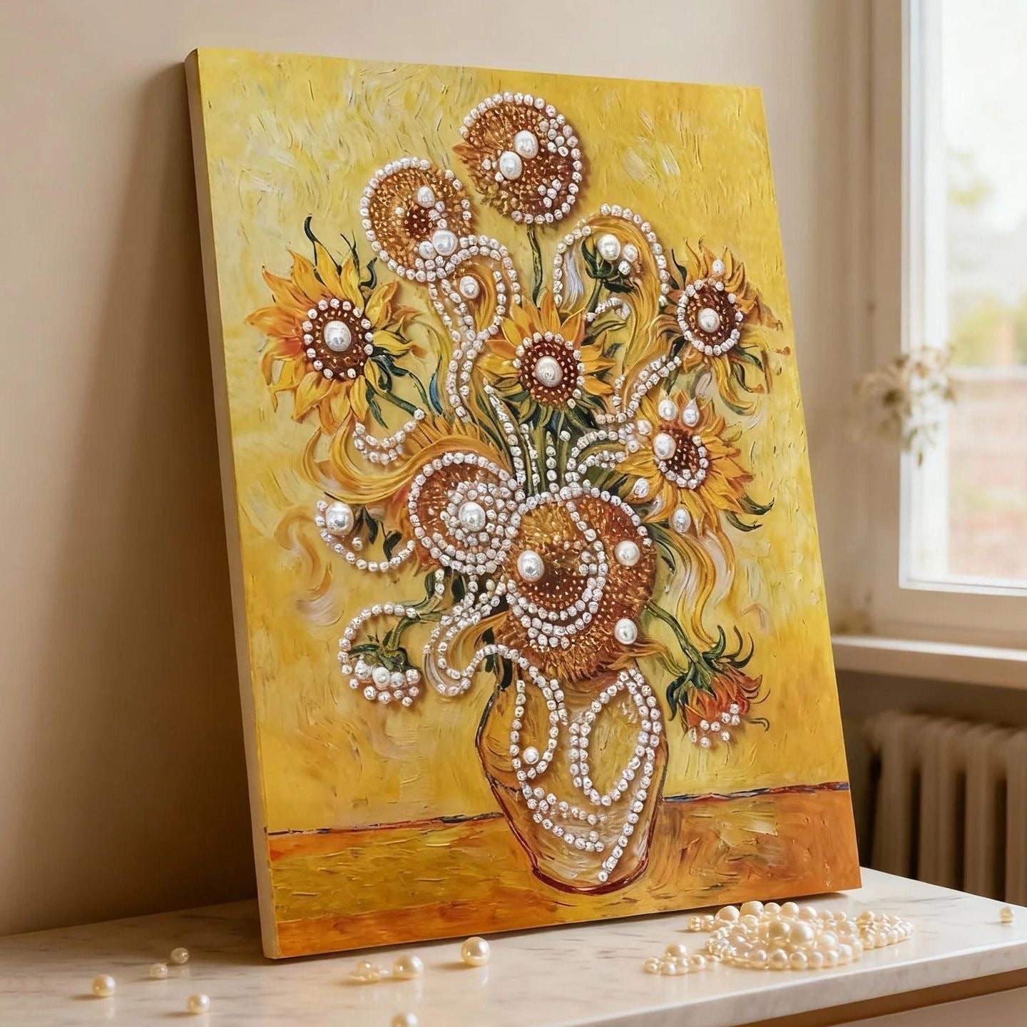 DIY gyöngyfestés kerettel otthoni faldekorációhoz