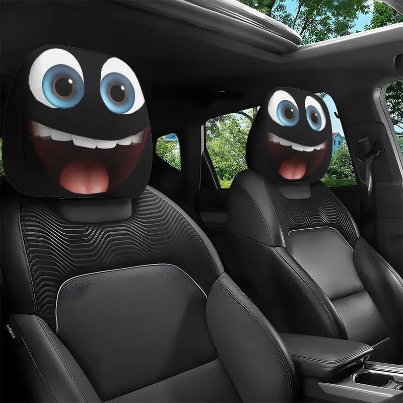 😆 Vicces autós fejtámla huzatok rajzfilm motívummal - 2D, univerzális 2D méret 🚗