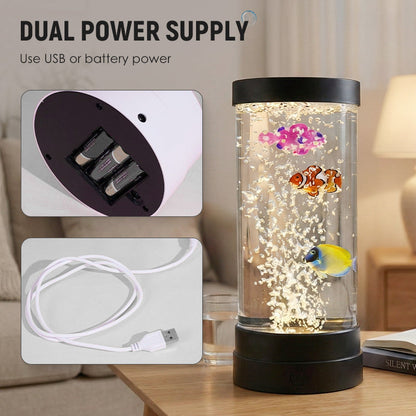 LED akváriumvilágítás buborékos halakkal