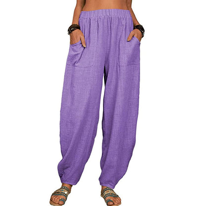 Loose cotton linen casual harem pants