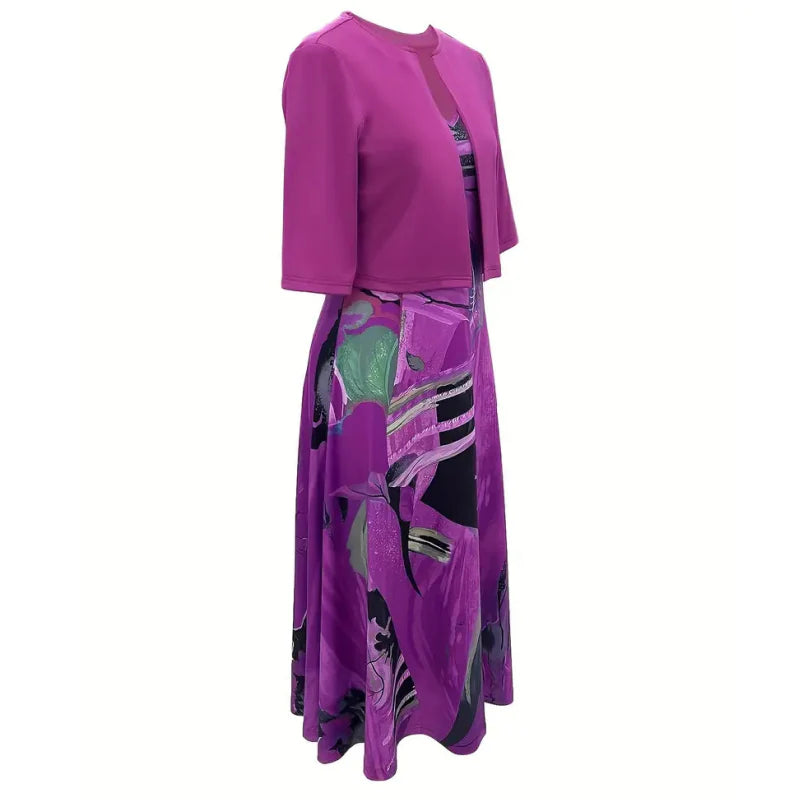 🔥Korlátozott ideig érvényes ajánlat: 50% kedvezmény💎👗Kétrészes női szett - rövid kardigán és ujjatlan ruha, elegáns és kifinomult😍