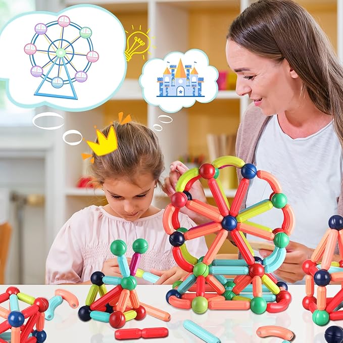 🔥Mágneses golyók és rudak készlet oktató mágneses építőkockák